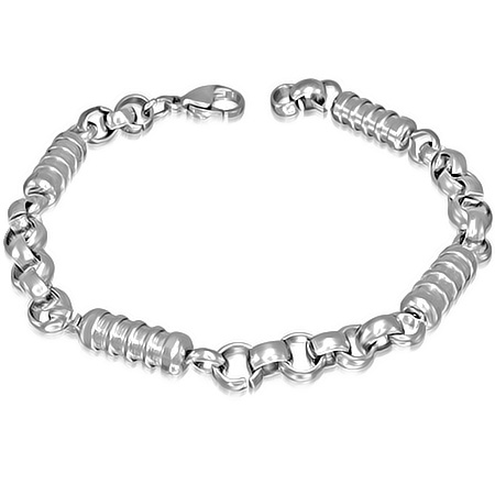 ICC484 Stainless Steel Grooved Tube Rolo Link Bracelet