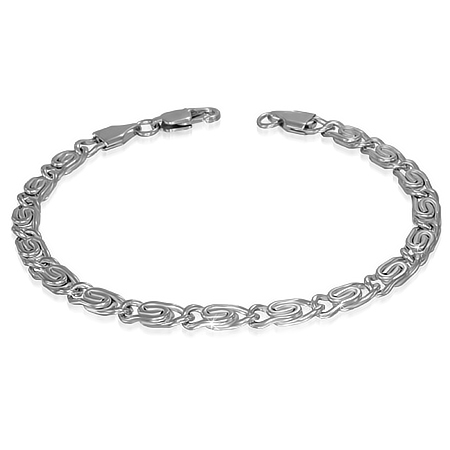 OCC343 5mm Stainless Steel Greek Key Link Chain Bracelet